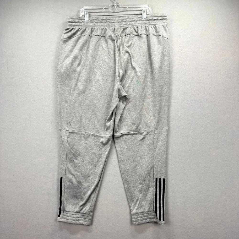 Adidas Track Pants Mens 2XL Gray Heather Essentials Matte Cut 3-Stripes Athletic